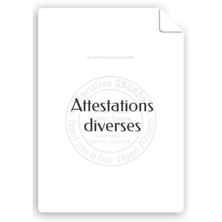 Traduction d'une attestation