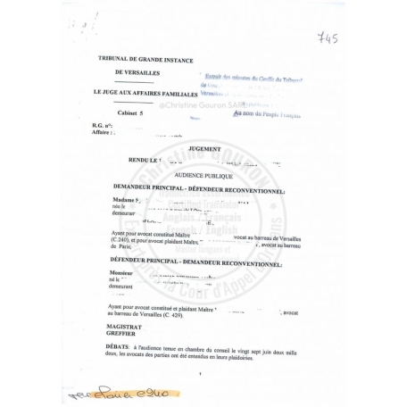 Jugement de divorce Français